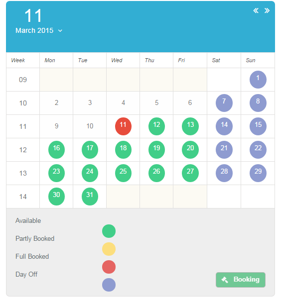 Time slot booking calendar php html